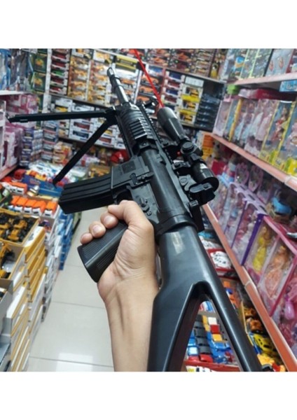 Elite Lazerli Mermi Atan Tüfek 82CM Dipçikli Silah Şarjörlü 1 Adet