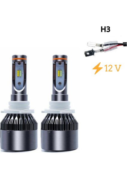 Oto H3 LED Far Ampulü Buz Mavi ve Beyaz 33W-3300LMX2-12V / LAAM488