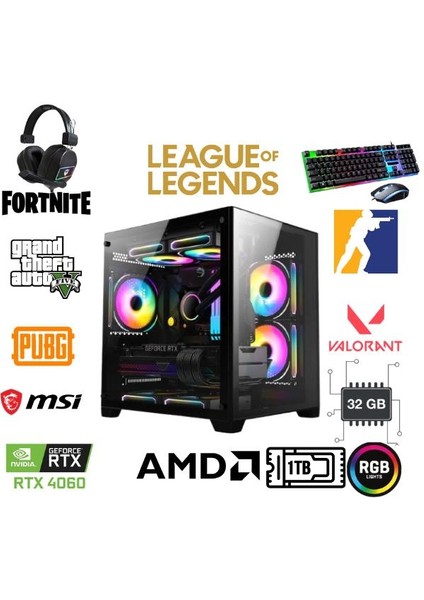 Dfs Gaming DS2026B Ryzen 7 5700X-B550M-RTX 4060 8GB-32GB Ram-1tb M.2 Ssd-Wı Fı-Masaüstü Bilgisayar