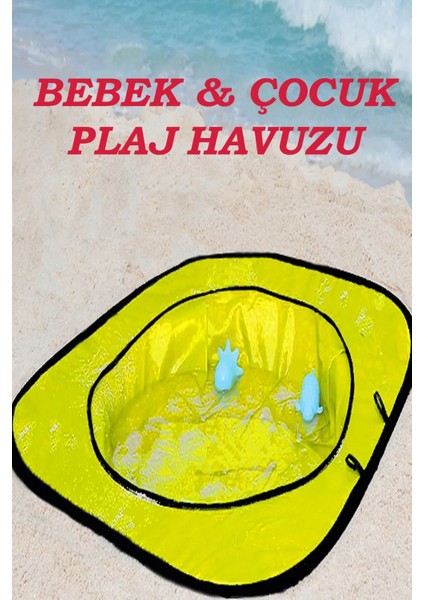 Sarı Çocuk Yüzme Havuzu ve Katlanabilir Bebek Su Havuzu Bebek Havuzu Plaj Örtüsü 1 Adet fiyatları