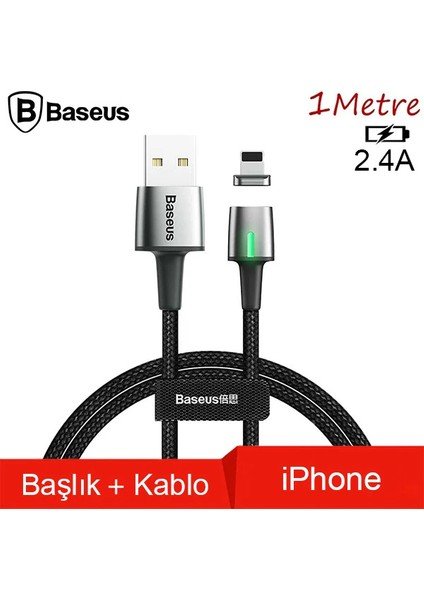 Baseus Zinc Magnetic USB Kablo Şarj Iphone 14-13-12-11 1METRE-(5775) - FKU6103-1446