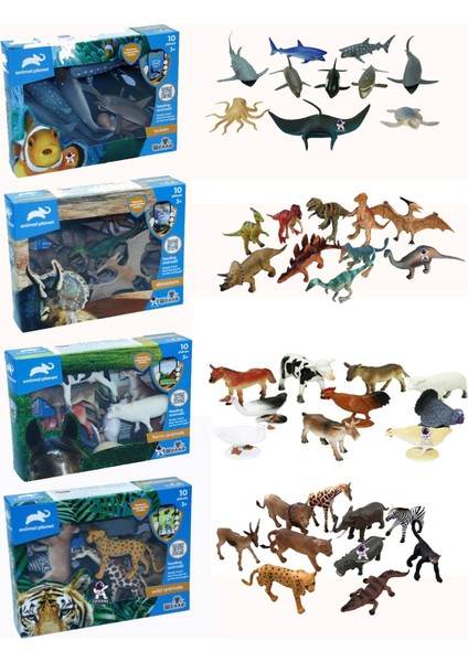 Elite Animal Planet Çiftlik, Vahşi , Okyanus ve Jurassic World Hayvanları Figürleri 40 Parça Set 1 Adet