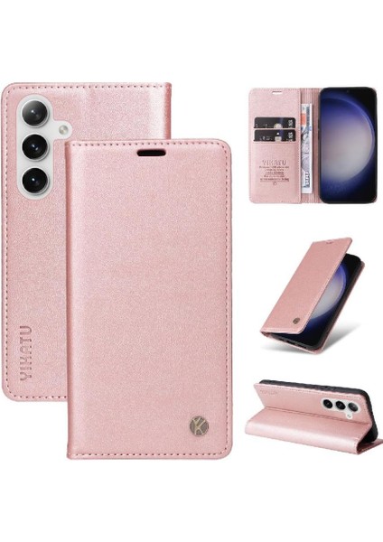 Kart Yuvaları Güçlü Manyetik ve Stand Ile Samsung Galaxy S25 Için Flip Case (Yurt Dışından)
