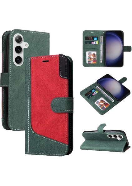 Samsung Galaxy S25 Benzersiz Patchwork Renk Pu Deri Yüksek Için Flip Case (Yurt Dışından)