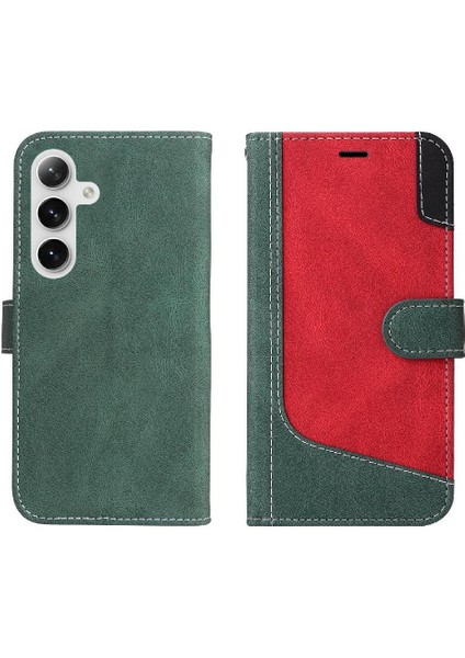 Samsung Galaxy S25 Benzersiz Patchwork Renk Pu Deri Yüksek Için Flip Case (Yurt Dışından) fırsatları