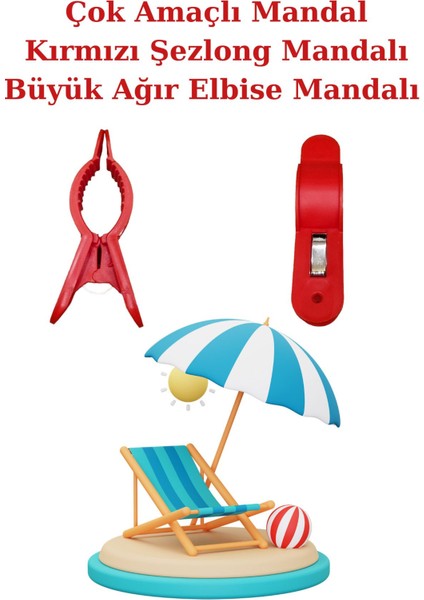 8 Adet Delüks Büyük Boy Plaj Havlu Mandalı-Çok Amaçlı Mandal-Havlu Tutucu-Şezlong Sabitleyici Visi 1 Adet