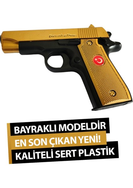 Elite Yeni Ikili Paket! Gold ve Gümüş Renk Türk Bayraklı Boncuklu Oyuncak Tabanca + 30 Paket Boncuk Hediye 1 Adet fiyatları