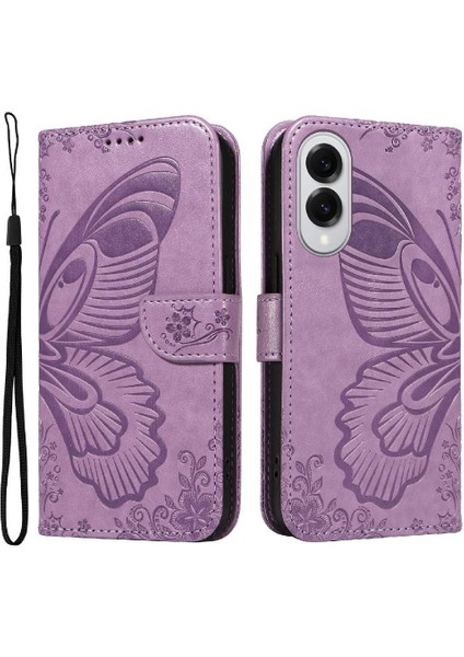 Samsung Galaxy S25 Kenar Yüksek Kaliteli Deri Kabartmalı El Için Flip Case (Yurt Dışından)