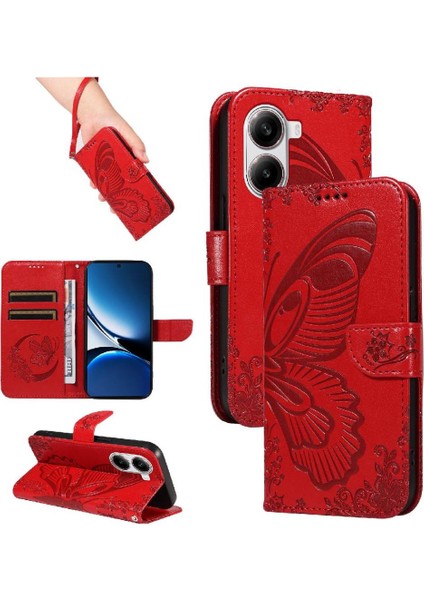Xiaomi Redmi Turbo 4 Için Flip Case 5g Kabartmalı Kelebek Yüksek Kaliteli El (Yurt Dışından)