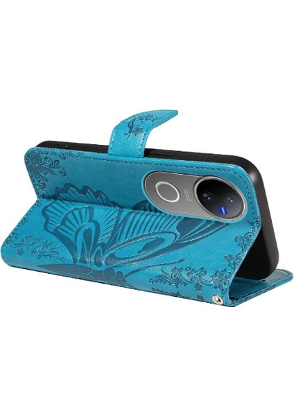 Vıvo V50 5g Kabartmalı Kelebek Ayrılabilir El Kayışı Ile Flip Case (Yurt Dışından)