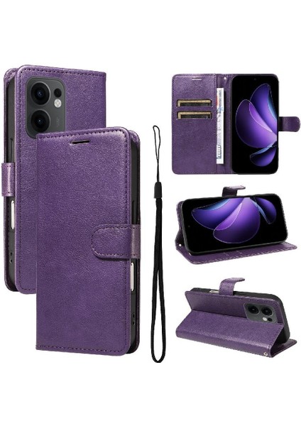 Oppo Reno 13F Yüksek Kaliteli Deri Klasik Düz Renk Telefon Için Flip Case (Yurt Dışından)