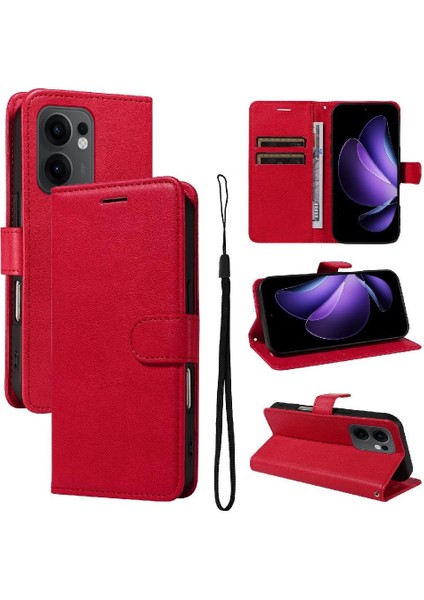 Oppo Reno 13F Yüksek Kaliteli Deri Klasik Düz Renk Telefon Için Flip Case (Yurt Dışından)