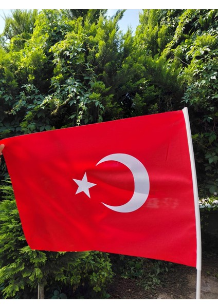 30x45 cm Sopalı Miting Türk Bayrağı – 80 g/m² | Raşel Kumaş, Pigment Baskı, Dış Mekan Uyumlu, Ekonomik ve Dayanıklı