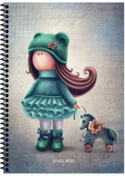 Tilda Çizgili Defter | 16,5 x 22,5 cm | Spiralli – 80 Yaprak