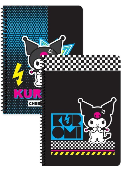Kuromi Kareli Defter Seti 2 Adet | 16,5 x 22,5 cm | Spiralli – 80 Yaprak