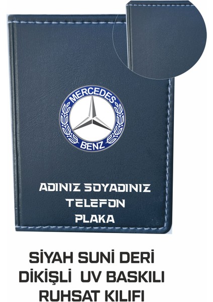 Mercedes Benz Logolu Lüx Kaliteli Suni Deri Kişiye Özel Isimli Ruhsat Kabı fiyatları