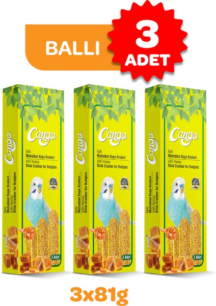 Muhabbet Kuşu Krakeri Ballı 81GR 3lü