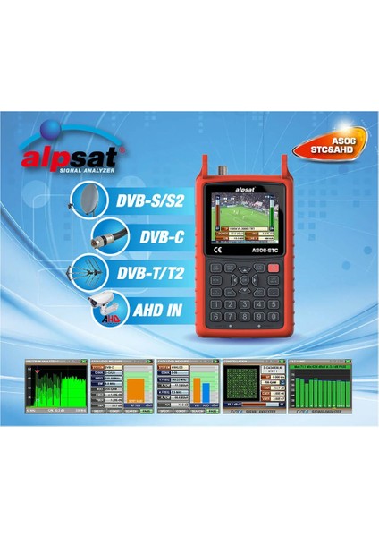 AS06-STC Satfınder 6 Hd Slım Görüntülü Uydu Bulucu + Kamera Test Cihazı modelleri