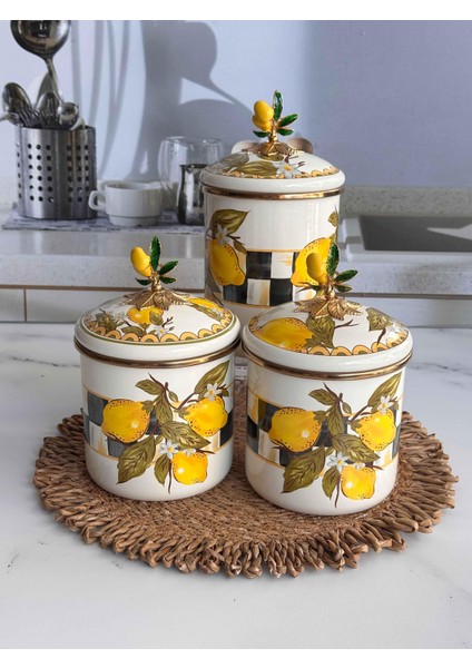 Amarillo 3'lü Emaye Kavanoz Set