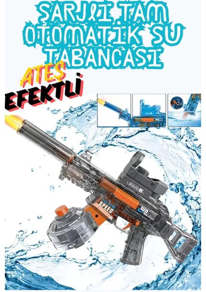 Elite Şarjlı Işıklı Tam Otomatik Ateş Efektli Dürbünlü Gerçekçi Su Tabancası 1 Adet