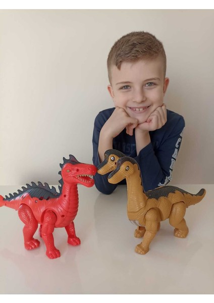 Elite Sesli Işıklı Yürüyen Çift Başlı Dinazor ve Ejderha 20 cm 2 Adet 1 Adet