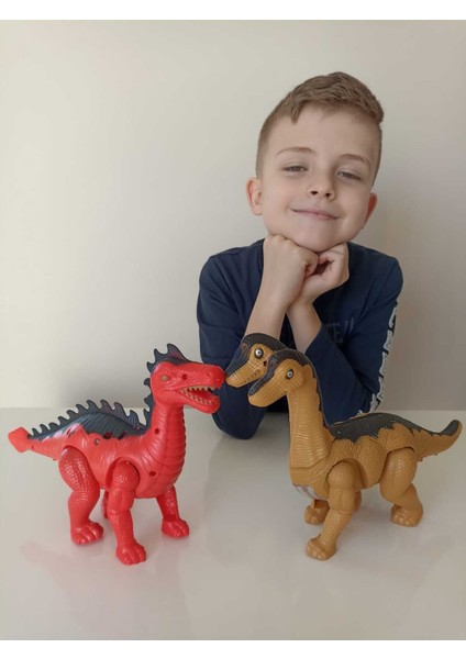 Elite Sesli Işıklı Yürüyen Çift Başlı Dinazor ve Ejderha 20 cm 2 Adet 1 Adet