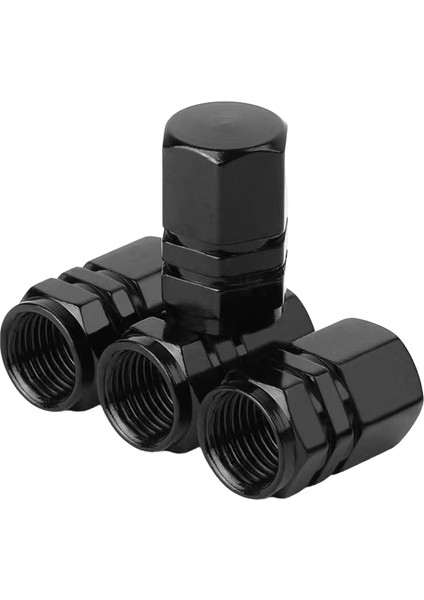 Şık Araç Lastik Sibop Kapakları Seti - 4'lü, Siyah