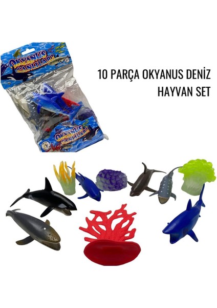 Elite Oyuncak Okyanus Hayvanları Deniz Hayvanları Köpek Balığı Balina 10’lu Deniz Poşetli Hayvan 1 Adet