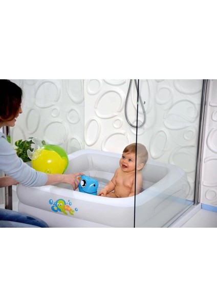 Elite Şişme Taban Beyaz Renk Kare Model Şişme Havuz Bebek Havuzu 86X86X25 cm BW51116 1 Adet