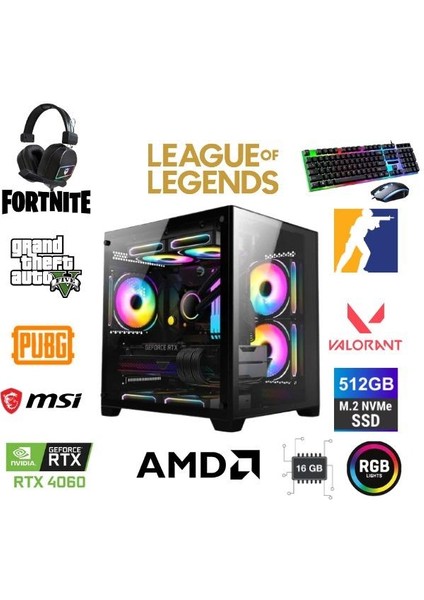 Dfs Gaming DS2025B Ryzen 5 5600X-B550M-RTX 4060 8GB-16GB RAM-512GB M.2 Ssd-Wı Fı-Masaüstü Bilgisayar