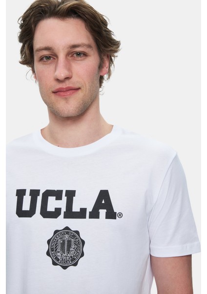 GAYLEY Beyaz Bisiklet Yaka Baskılı Standard Fit Erkek Tshirt fiyatları