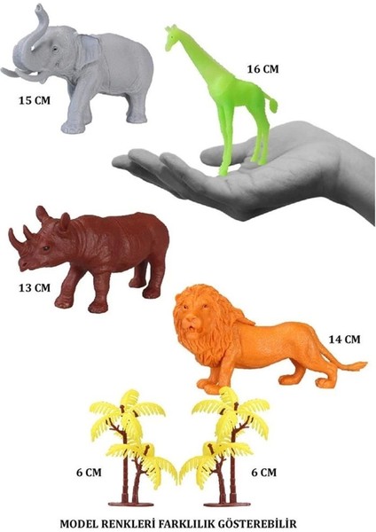 Elite 690 Toy Play 6 Parça Renkli Safari Hayvanları Figür Seti 13-16 cm 1 Adet