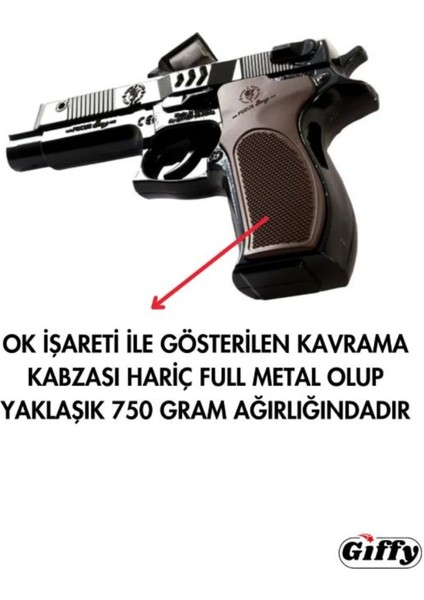 Elite Metal Revolver Silah 25 cm Mantar Kapsül Atan Tabanca Revolver 144 Adet Kapsül Hediyeli 1 Adet