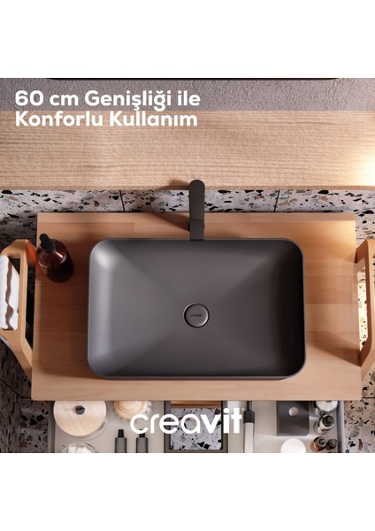 Ultra Dikdörtgen Çanak Lavabo 60 cm Mat Antrasit fiyatları