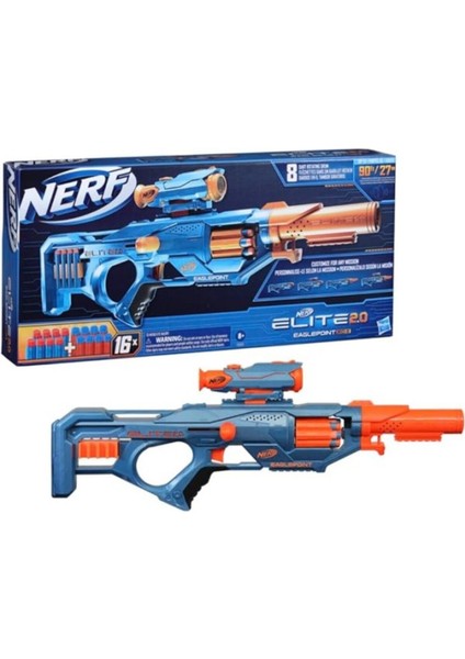 Elite Nerf Elite 2.0 Eaglepoint Rd-8 Blaster - 8 Dart Davul, Çıkarılabilir Dürbün ve Namlu, 16 Resmi Nerf 1 Adet