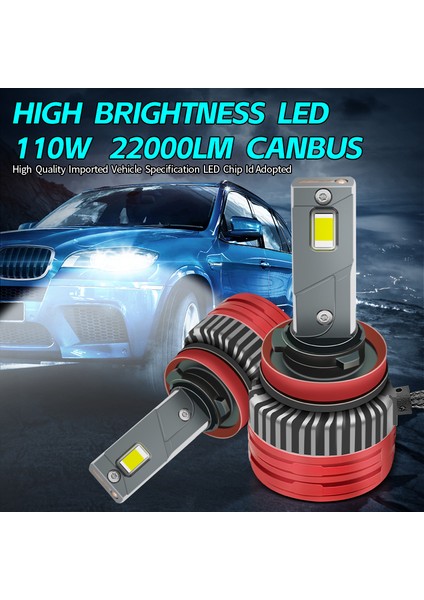 Ultra Parlak LED Far Ampulü Canbus 110W 22000LM H11 Tip 12V Beyaz modelleri