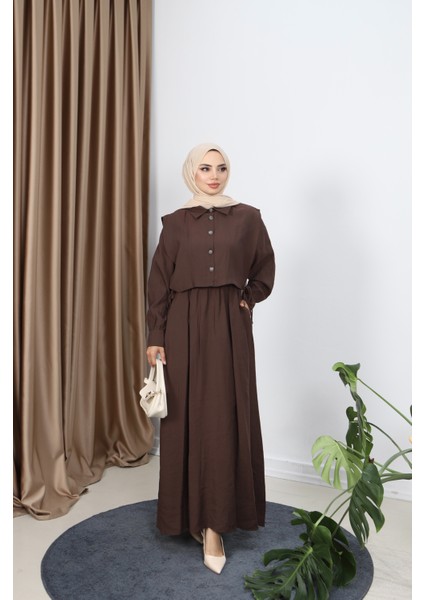 Gömlekli Modal Elbise