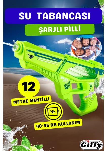 Elite Oyuncak Şarjı 12 Metre Menzilli Otomatik Su Tabancası 40 cm Sızdırmaz Contalı Yaz Oyuncağı 1 Adet
