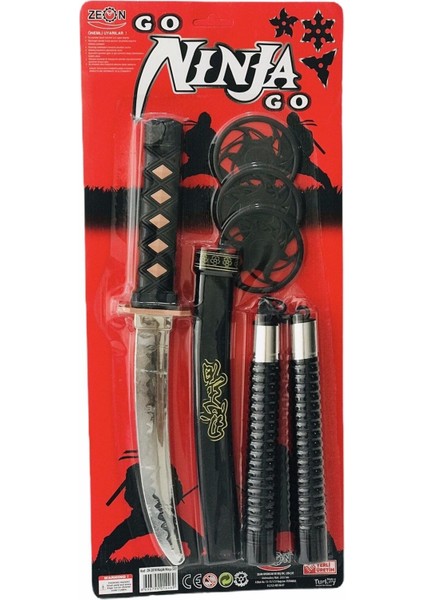 Elite Oyuncak Ninja Samuray Kılıç ve Mınçıka Seti Ninja Yıldız Fırlatma Bıçağı 6 Parça 1 Adet