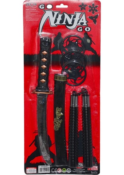 Elite Oyuncak Ninja Samuray Kılıç ve Mınçıka Seti Ninja Yıldız Fırlatma Bıçağı 6 Parça 1 Adet