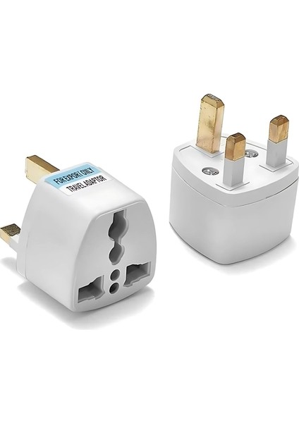 Umre ve Ingiliz Tipi Topraklı Üniversal Priz Dönüştürücü Adaptör – Beyaz