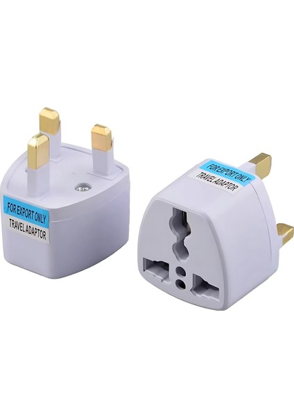 Umre ve Ingiliz Tipi Topraklı Üniversal Priz Dönüştürücü Adaptör – Beyaz