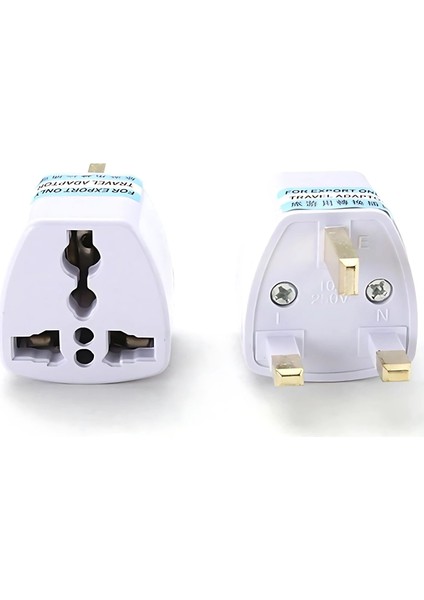 Umre ve Ingiliz Tipi Topraklı Üniversal Priz Dönüştürücü Adaptör – Beyaz