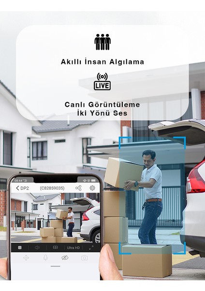 DP2 Akıllı Kapı Dürbünü – 4.3” Ekran, 2 MP Kamera, PIR Sensörlü Hareket Algılama, Anlık Bildirim | Fynix Teknoloji