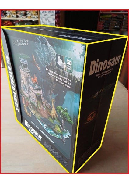 Elite Taşıma Kutulu Dinazor Set Raptor 3D Standlı Oyun Alanı Trex Dev 59 Parça Oyuncak Dinozor 1 Adet