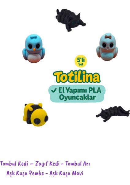 Elite 5li Set Tombul Kedi – Zayıf Kedi - Tombul Arı Aşk Kuşu Pembe - Aşk Kuşu Mavi 1 Adet