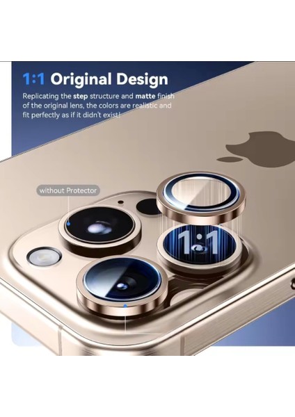 iPhone 16 Pro Max / 16 Pro Uyumlu Yüksek Kaliteli Safir Kamera Lens Koruyucu Kolay Kurulum Aparatlı modelleri