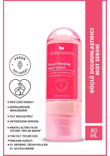 Güçlü Dolgunlaştırıcı Sprey Serum, Makyaj Altına/üstüne, 80 ml