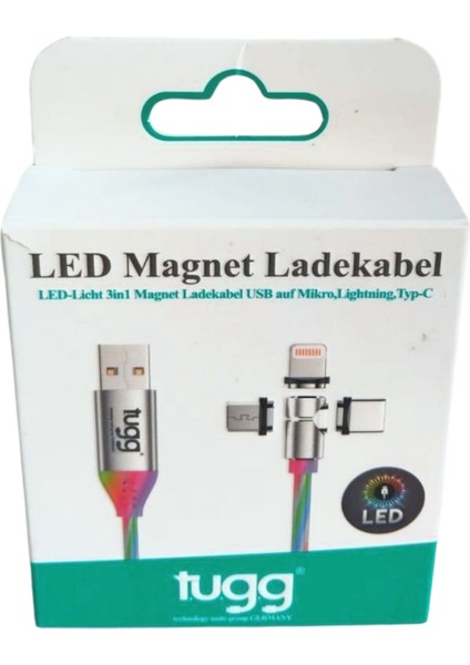 Tugg Germany Şarj Kablosu Mıknatıslı Micro/type-C/lightning To USB A