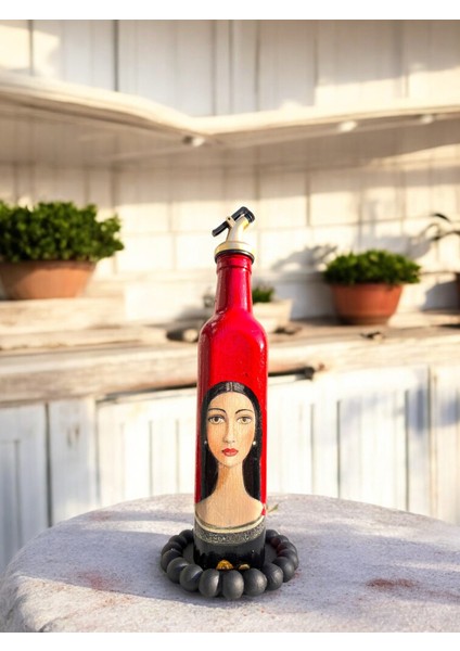 500 ml El Yapımı Kadın Portreli Cam Yağdanlık | Sosluk, Sirkelik, Mutfak & Sofra Aksesuarı, Sunum